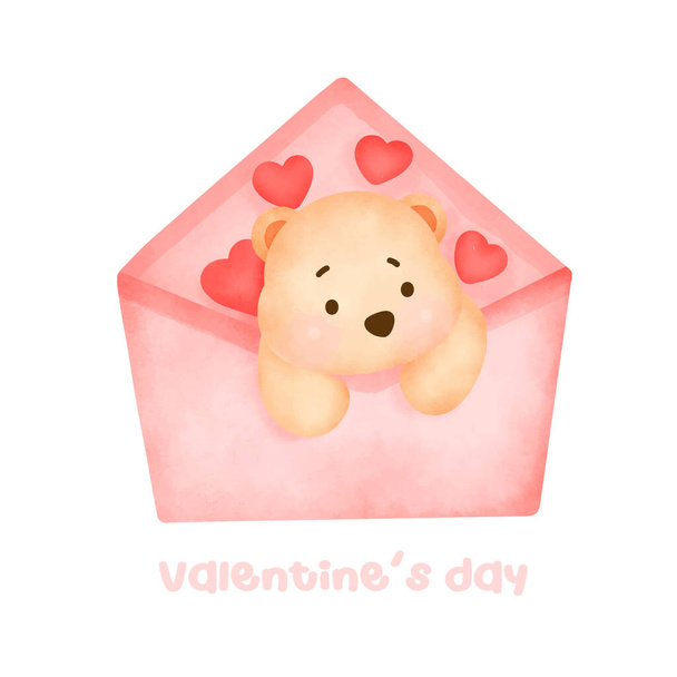  Valentine's day with cute bear greeting card. - Vektor, kép