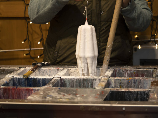 hand made artisanal wax candle making in italy - Фото, зображення