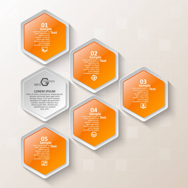 vector abstract 3d paper infographic elements.Hexagon infographics.Honeycomb design - Вектор, зображення