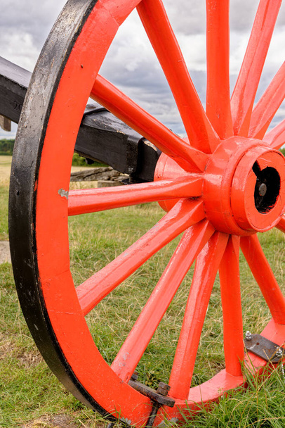 Vintage - Details Of Wooden Wagon Wheel - Pitstone Windmill, Ivinghoe, Hertfordshire, England, United Kingdom - Photo, Image