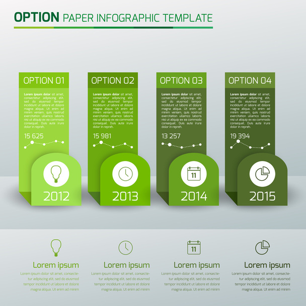 eins, zwei, drei, vier - Option Geschäftsinfografik, hell, grün - Vektor, Bild