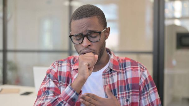 Portrait of Sick African Man Coughing - Foto, Bild