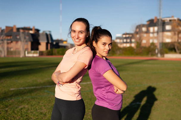 two young sporty women portrait before training - Φωτογραφία, εικόνα