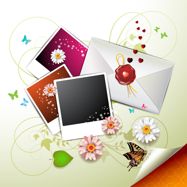 Photos collection with envelope - Vector, Image