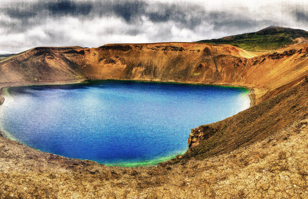 Lago del cráter Viti en la zona de Myvatn, Islandia. - Foto, Imagen