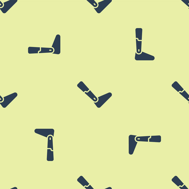 Ícone de perna de prótese azul isolado padrão sem costura no fundo amarelo. Conceito futurista de perna biônica, perna mecânica robótica. Vetor - Vetor, Imagem