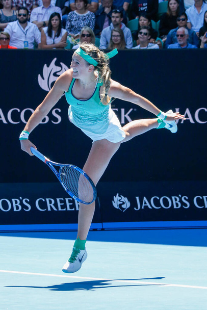 MELBOURNE, AUSTRALIA - JANUARY 25, 2016: Grand Slam Champion Victoria Azarenka of Belarus in action during 2016 Australian Open round 4 match at Rod Laver Arena in Melbourne Park - Fotoğraf, Görsel