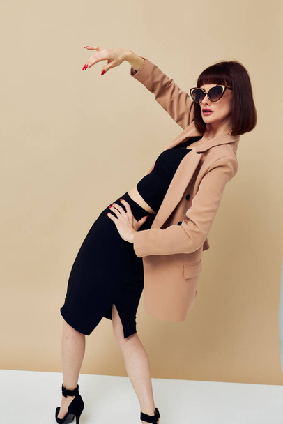 beautiful woman Charm red nails model luxury sunglasses Lifestyle unaltered - Fotografie, Obrázek