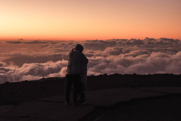 Panoramic top view from Haleakala volcano in Maui, Hawai - Foto, afbeelding