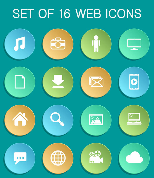 social media web icons on colorful round - Vector, afbeelding