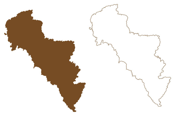 Isla Andros (República Helénica, Grecia, archipiélago de las Cícladas) mapa vector ilustración, boceto de garabato Andros mapa - Vector, imagen