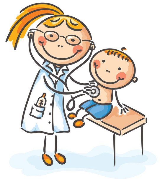 Boy at the doctor - Vector, Image