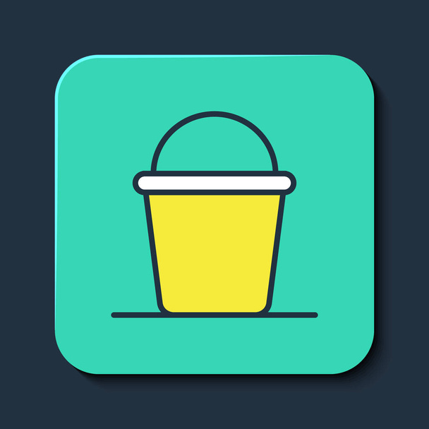 Filled outline Bucket icon isolated on blue background. Turquoise square button. Vector. - Vecteur, image