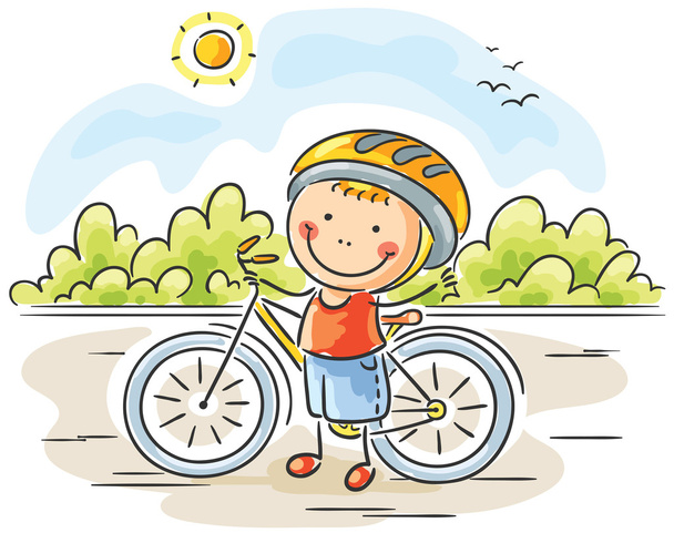 Niño y bicicleta
 - Vector, Imagen