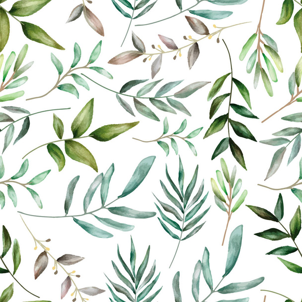 seamless pattern design with beautiful watercolor leaves - Vector, imagen