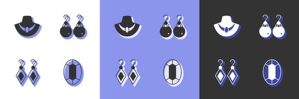 Set Gem stone, Necklace mannequin, Earrings and  icon. Vector - Vector, Imagen
