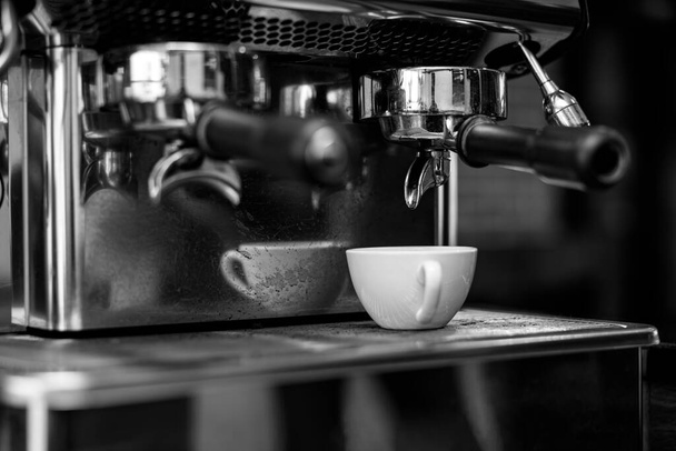 Coffee machine Cafe restaurant Black and white process selective focus photography - Fotografie, Obrázek
