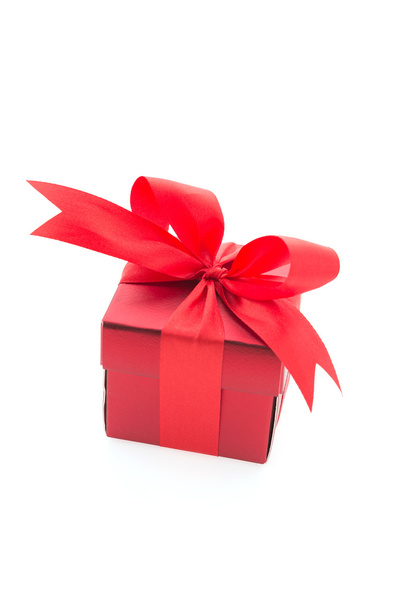 Red gift box isolated on white background - Photo, Image