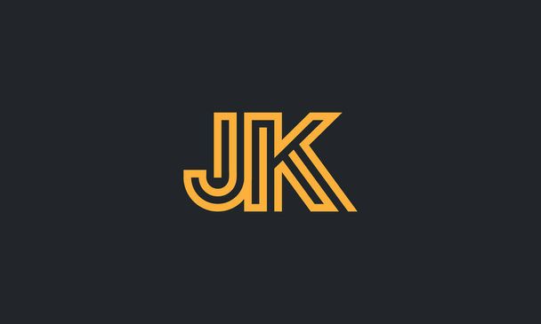 İlk harf JK büyük harf modern çizgiler logo tasarımı şablon elementleri. Logo Tasarımı. - Vektör, Görsel