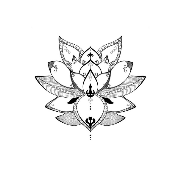 Mehndi lotus květinový vzor pro malování a tetování hennou. Dekorace v etnickém orientálním, indickém stylu. Vysoce kvalitní ilustrace. dekorativní lotosový design. stylová ruční kresba orientálního květu - Fotografie, Obrázek