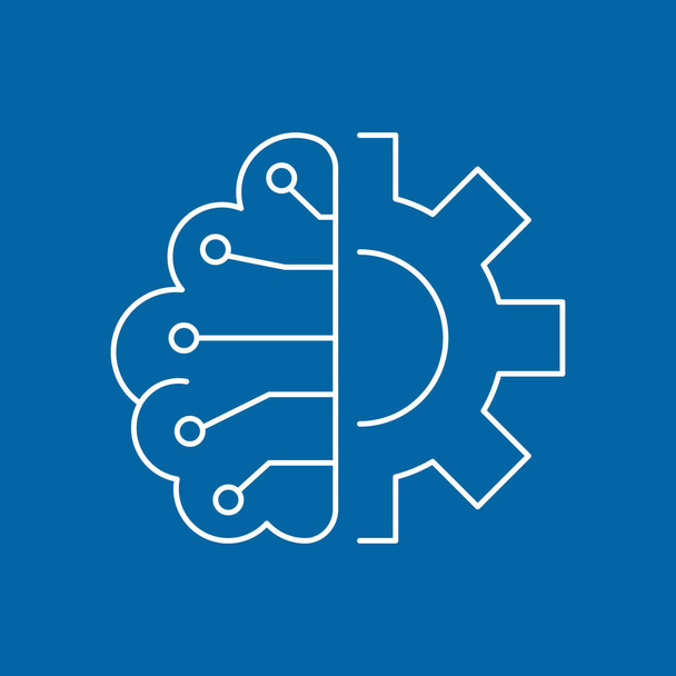 Artificial intelligence and machine learning line icon - Wektor, obraz