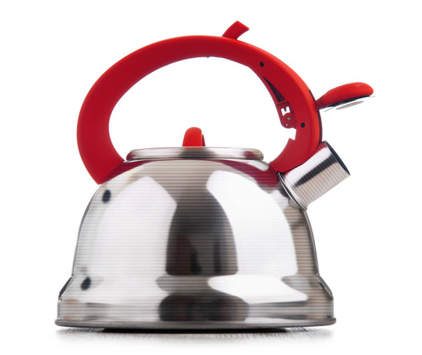 Stainless steel stovetop kettle with whistle isolated on white background - Φωτογραφία, εικόνα