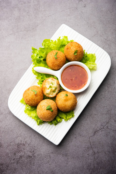jalapeno cheese balls or poppers served with tomato ketchup - Photo, Image
