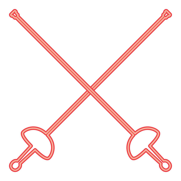 Neon swords for fencing red color vector illustration image flat style light - Вектор,изображение