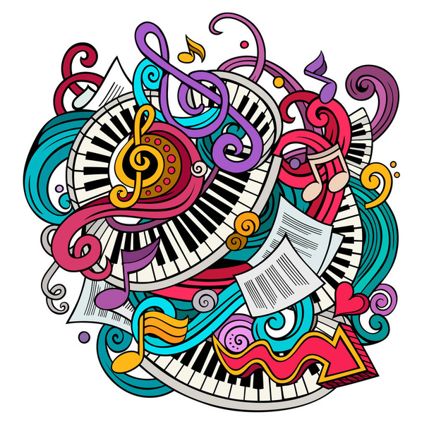 Cartoon cute doodles Ilustracja muzyki - Wektor, obraz