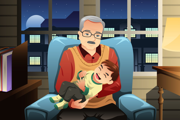 Avô segurando seu neto
 - Vetor, Imagem