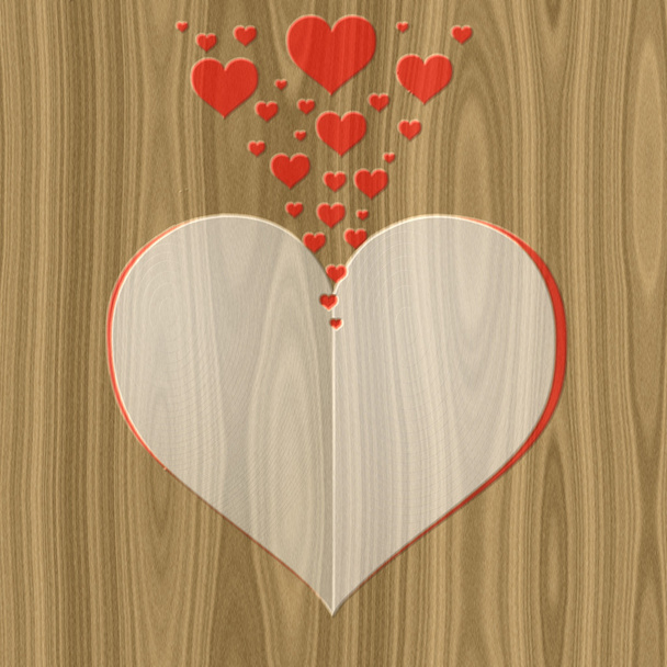 Carta de amor pintura en relieve sobre fondo de textura de madera generada
 - Foto, Imagen
