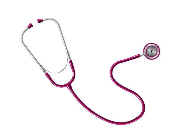 Realistic stethoscope icon. Medical doctor equipment. Clinical diagnostic tool for listening pulse - Vector, Image