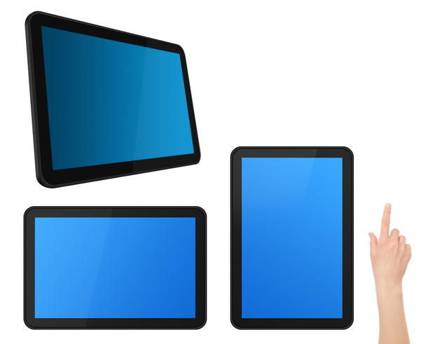 Set of Interactive Touch Screen Tablets with Hand - Foto, Imagen