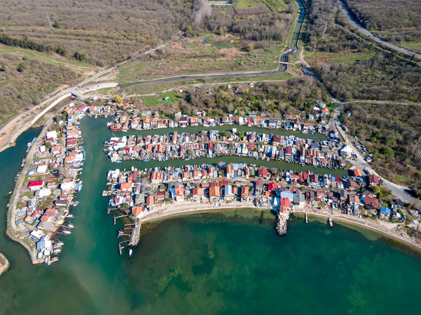 Aerial view of Chengene Skele - Fishing Village (Ribarsko Selishte) near city of Burgas, Bulgaria - Foto, imagen