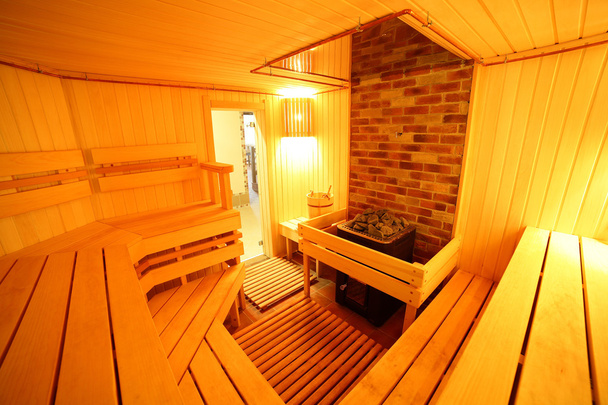interior of modern wooden sauna - Foto, imagen