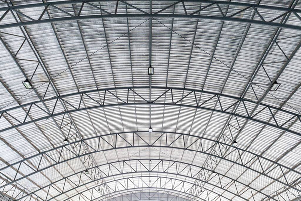 Steel roof sheet structure for outdoor parking lot pattern and background - Photo, Image