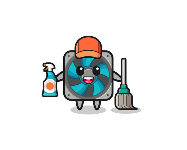 cute computer fan character as cleaning services mascot , cute design - Вектор,изображение