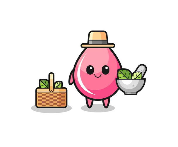 strawberry juice drop herbalist cute cartoon , cute design - Vector, Image