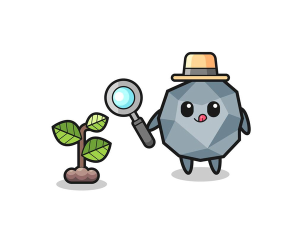 cute stone herbalist researching a plants , cute design - Vector, Image