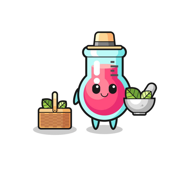 laboratory beaker herbalist cute cartoon , cute design - Vector, Image