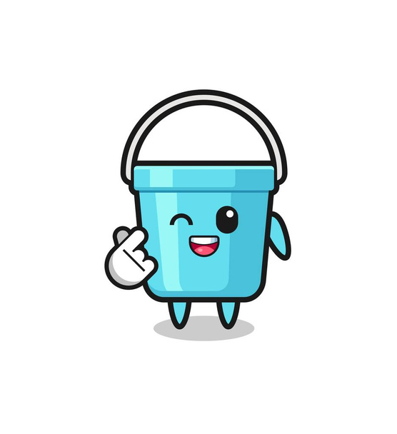 plastic bucket character doing Korean finger hear - Vektor, obrázek