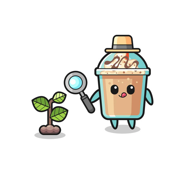 cute milkshake herbalist researching a plants , cute design - Vektor, obrázek