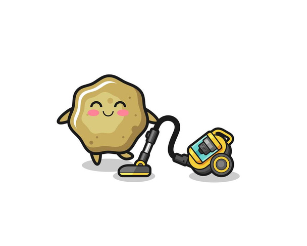 cute loose stools holding vacuum cleaner illustration , cute design - Вектор,изображение