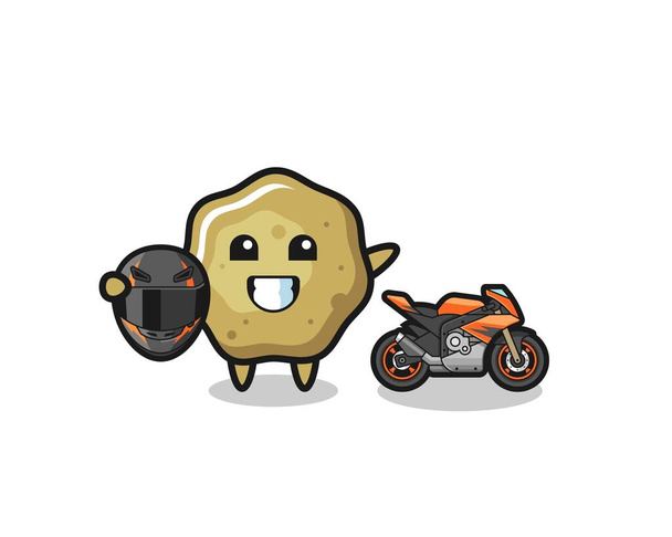 cute loose stools cartoon as a motorcycle racer , cute design - Vektor, Bild
