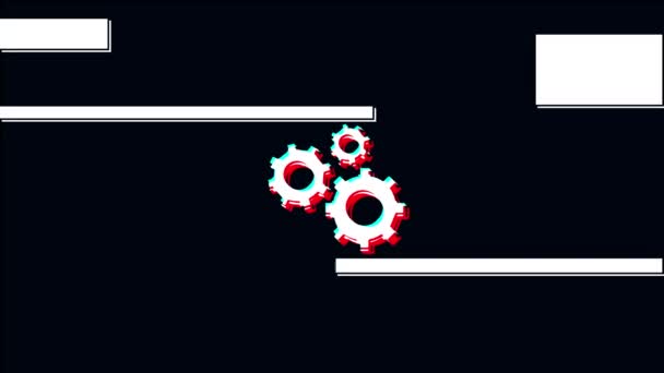 pixel gears Glitch icon animated. isolated on black background.digital glitch effect. 4K video. cool effect. - Кадри, відео