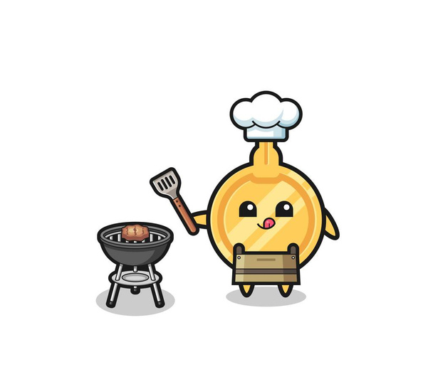 key barbeque chef with a grill , cute design - Wektor, obraz
