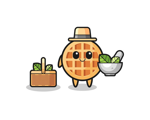 circle waffle herbalist cute cartoon , cute design - Vektor, Bild