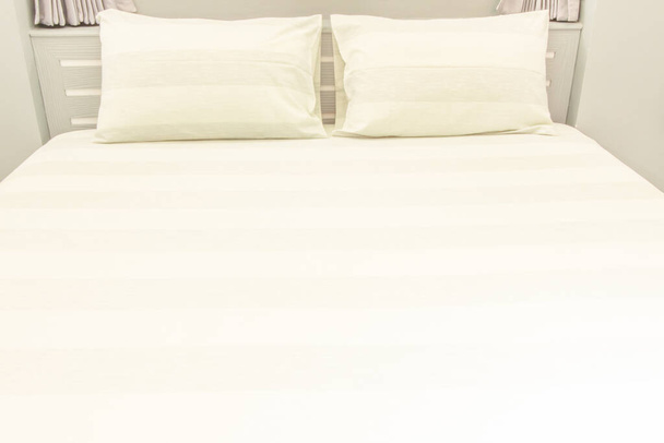 comfort and bedding concept - bed at home bedroom - Fotó, kép