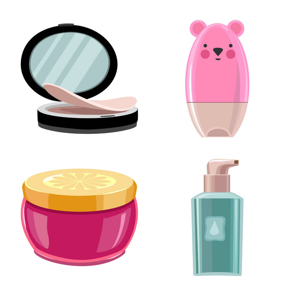 Vector illustration of makeup and cosmetology icon. Set of makeup and product vector icon for stock. - Vector, imagen