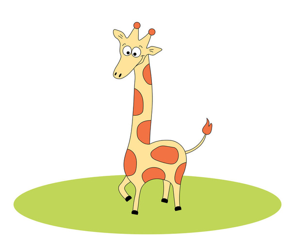 a cheerful yellow giraffe is standing - Vector, Image